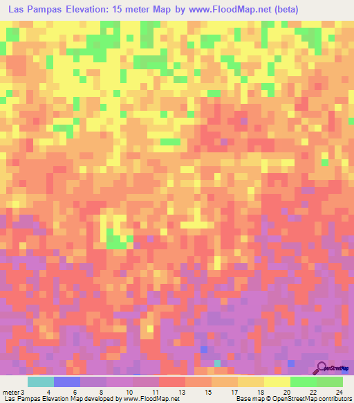 Las Pampas,Guatemala Elevation Map