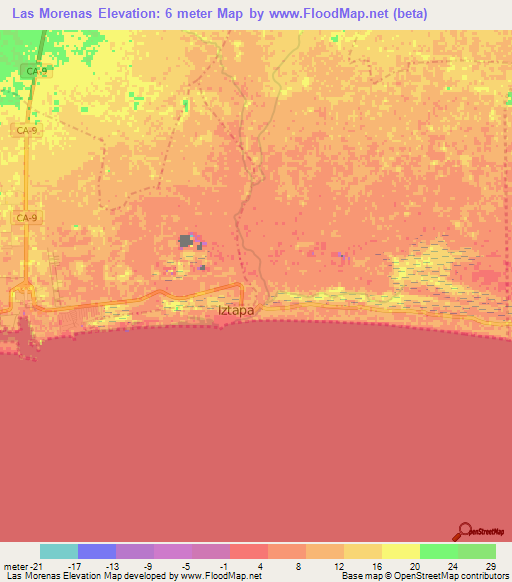 Las Morenas,Guatemala Elevation Map