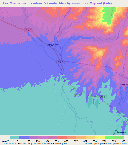 Las Margaritas,Guatemala Elevation Map