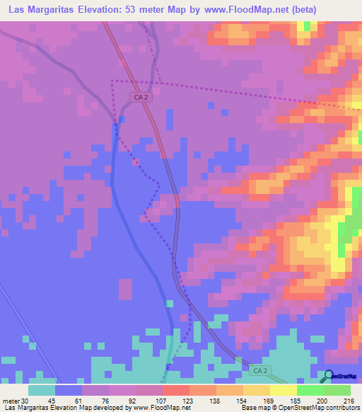 Las Margaritas,Guatemala Elevation Map