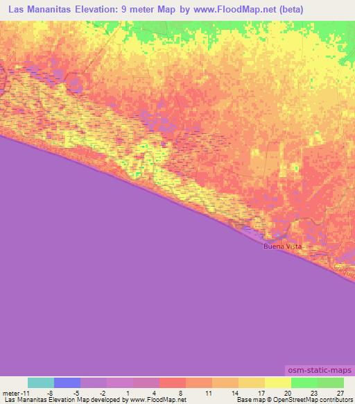 Las Mananitas,Guatemala Elevation Map