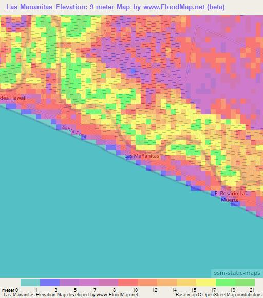 Las Mananitas,Guatemala Elevation Map