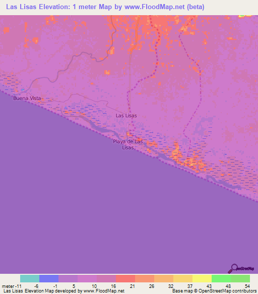 Las Lisas,Guatemala Elevation Map