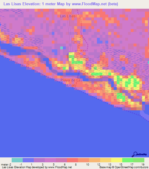 Las Lisas,Guatemala Elevation Map