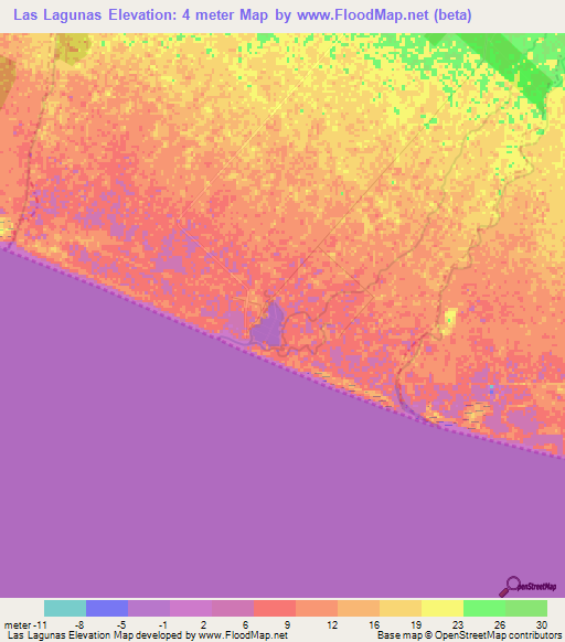 Las Lagunas,Guatemala Elevation Map