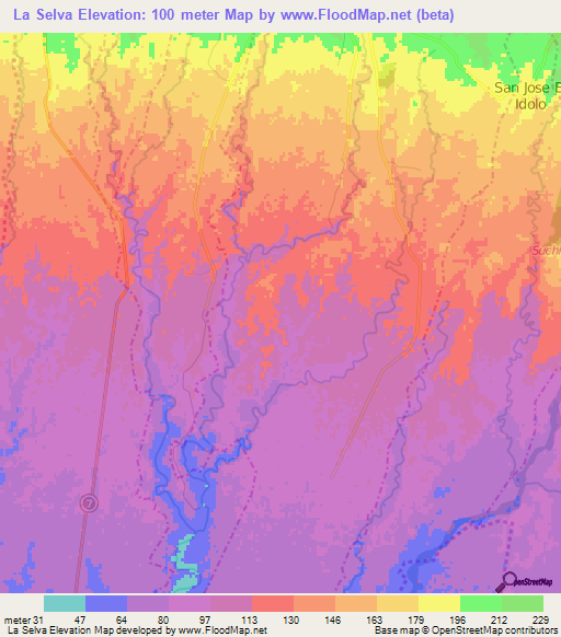 La Selva,Guatemala Elevation Map