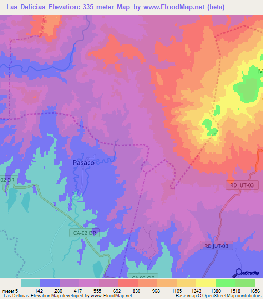 Las Delicias,Guatemala Elevation Map