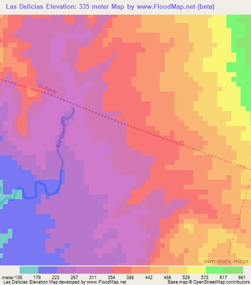 Las Delicias,Guatemala Elevation Map