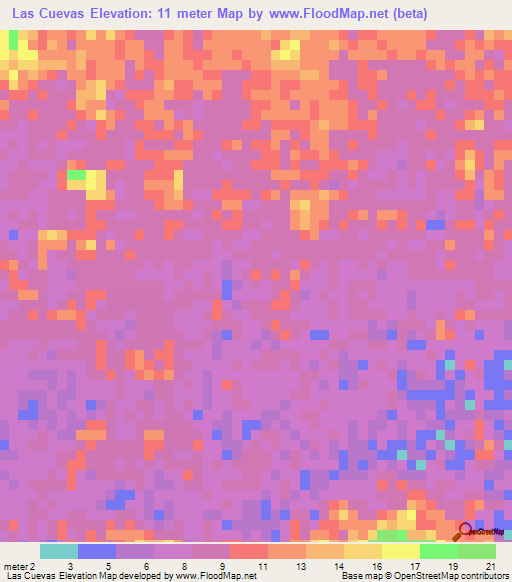 Las Cuevas,Guatemala Elevation Map