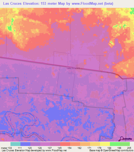 Las Cruces,Guatemala Elevation Map