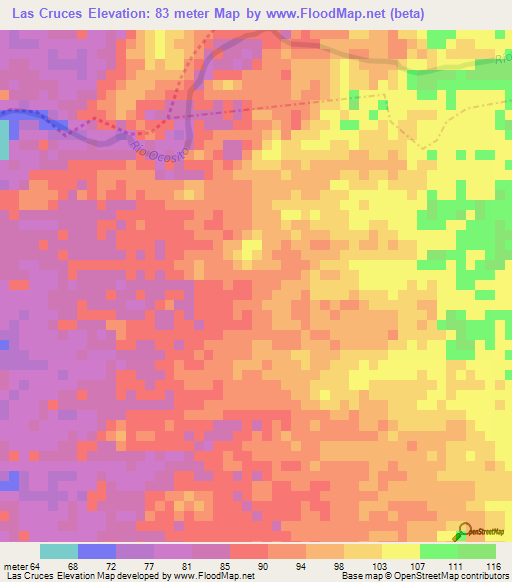 Las Cruces,Guatemala Elevation Map