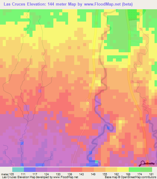 Las Cruces,Guatemala Elevation Map