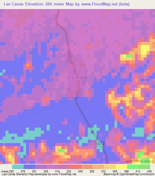 Las Canas,Guatemala Elevation Map