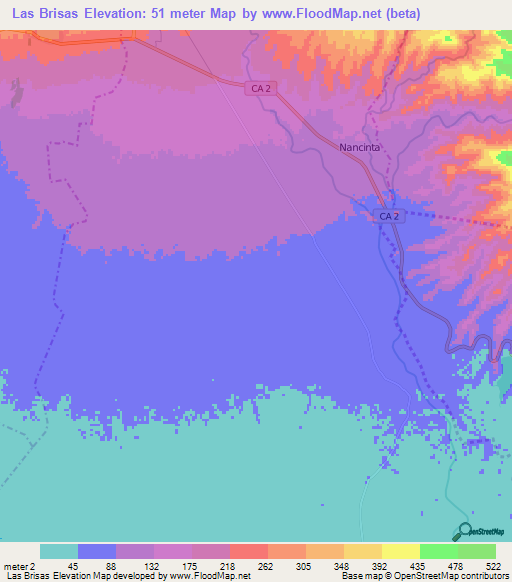 Las Brisas,Guatemala Elevation Map