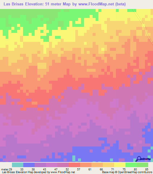 Las Brisas,Guatemala Elevation Map