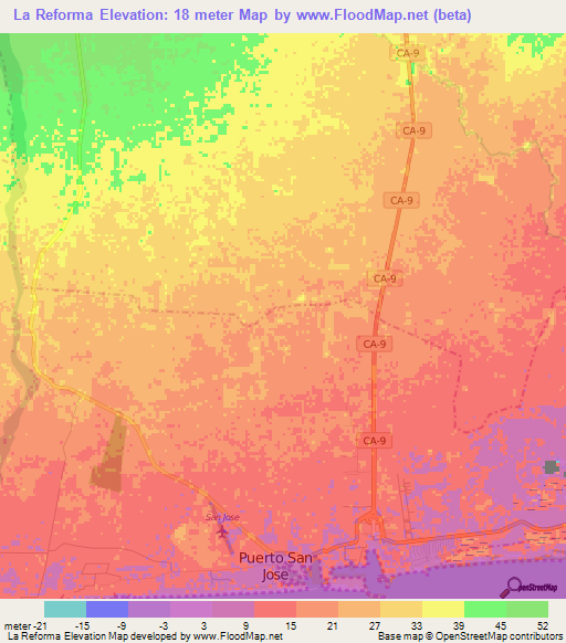 La Reforma,Guatemala Elevation Map