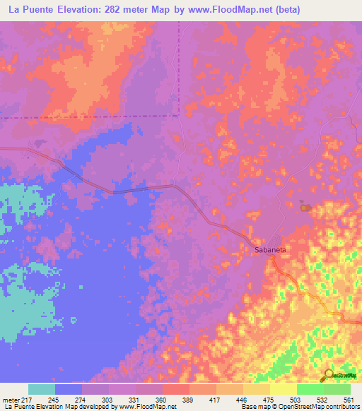 La Puente,Guatemala Elevation Map