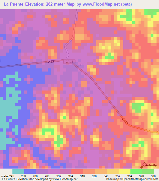 La Puente,Guatemala Elevation Map