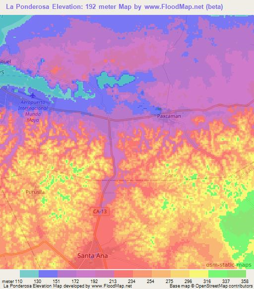 La Ponderosa,Guatemala Elevation Map