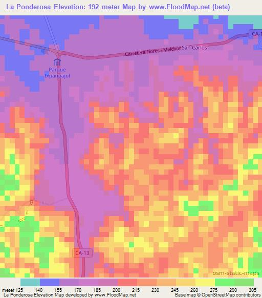 La Ponderosa,Guatemala Elevation Map