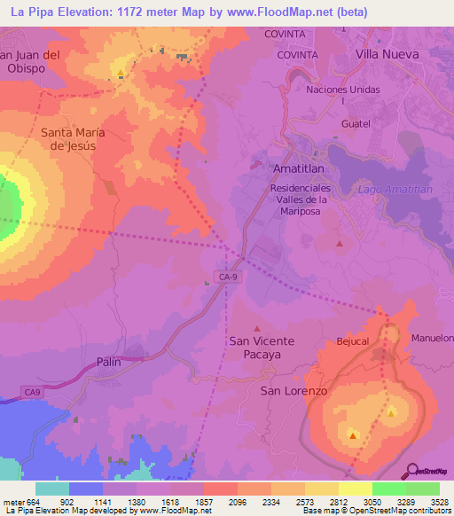 La Pipa,Guatemala Elevation Map