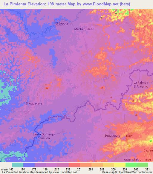 La Pimienta,Guatemala Elevation Map