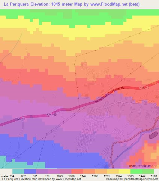 La Periquera,Guatemala Elevation Map