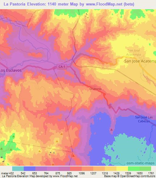 La Pastoria,Guatemala Elevation Map