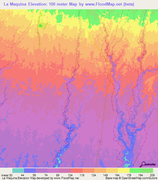 La Maquina,Guatemala Elevation Map