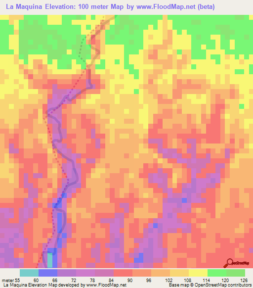 La Maquina,Guatemala Elevation Map