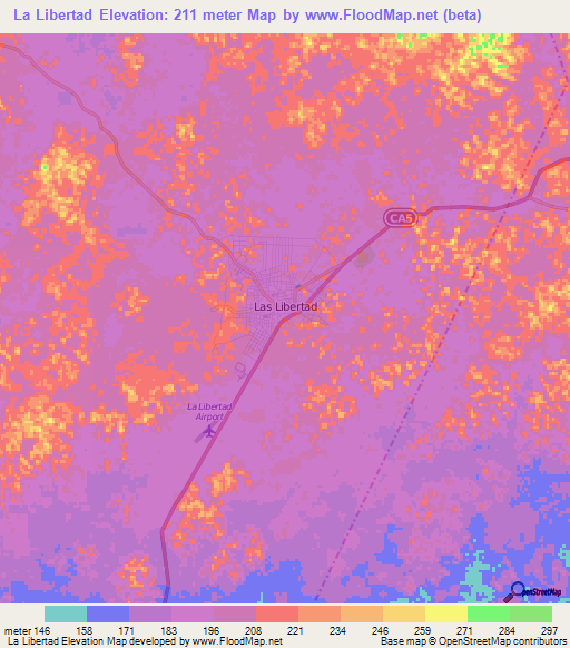 La Libertad,Guatemala Elevation Map