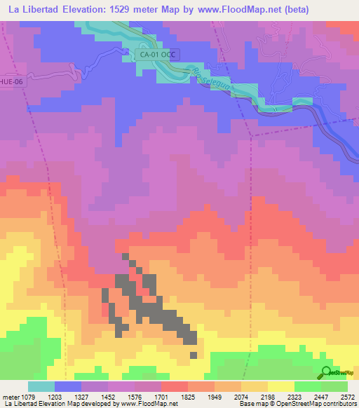 La Libertad,Guatemala Elevation Map