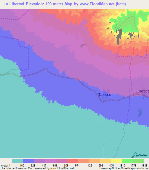 La Libertad,Guatemala Elevation Map