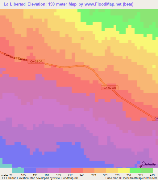 La Libertad,Guatemala Elevation Map