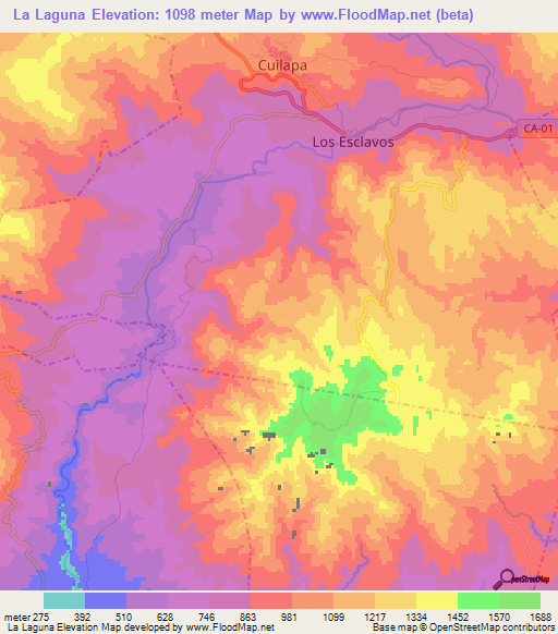 La Laguna,Guatemala Elevation Map