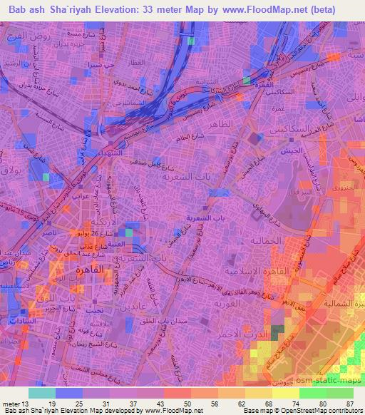 Bab ash Sha`riyah,Egypt Elevation Map
