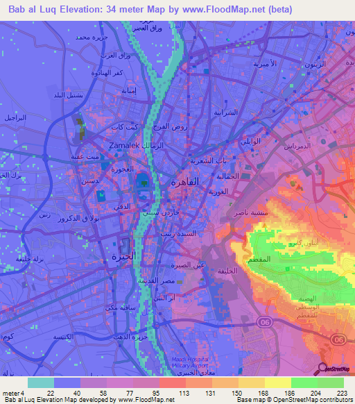 Bab al Luq,Egypt Elevation Map