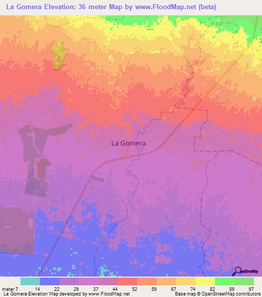 La Gomera,Guatemala Elevation Map