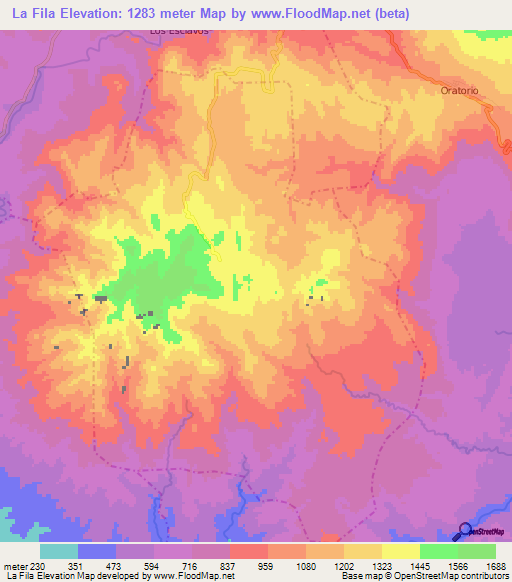 La Fila,Guatemala Elevation Map