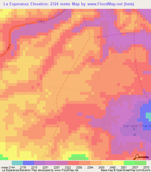 La Esperanza,Guatemala Elevation Map