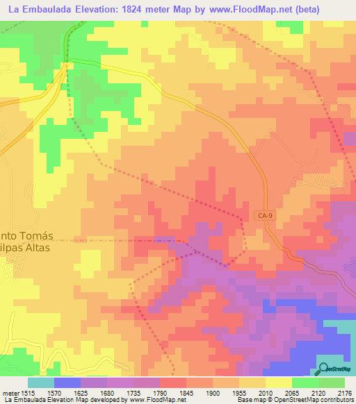 La Embaulada,Guatemala Elevation Map