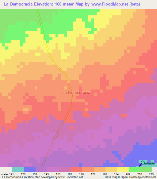 La Democracia,Guatemala Elevation Map