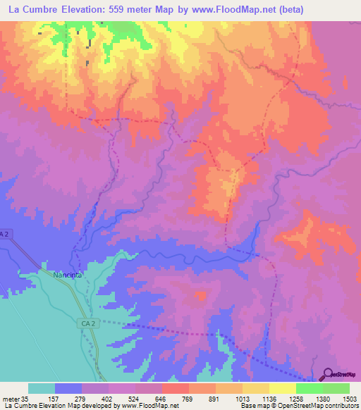 La Cumbre,Guatemala Elevation Map