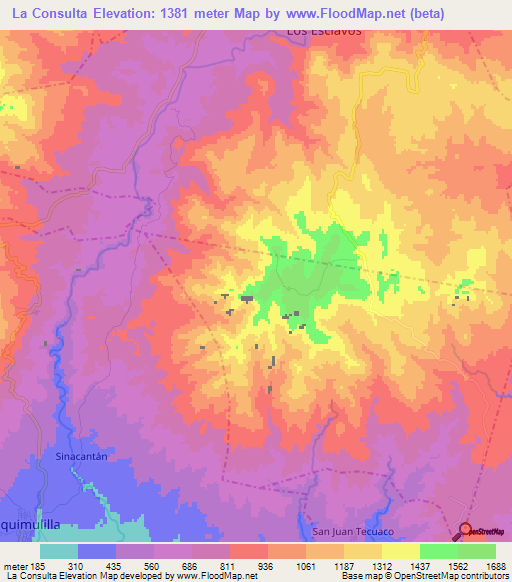 La Consulta,Guatemala Elevation Map