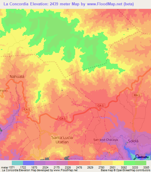 La Concordia,Guatemala Elevation Map