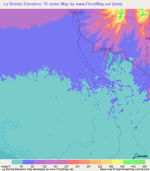 La Bomba,Guatemala Elevation Map