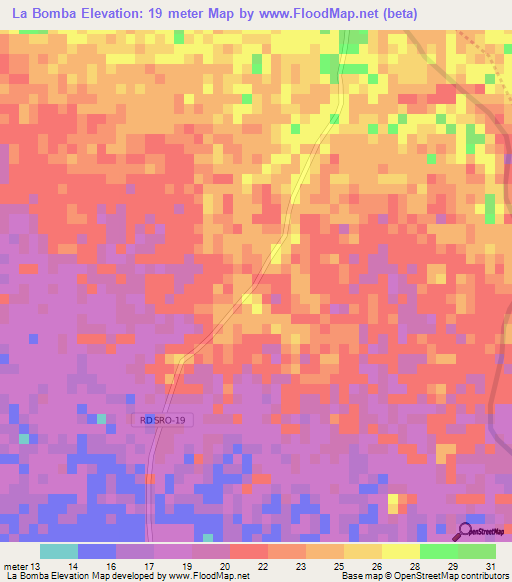 La Bomba,Guatemala Elevation Map