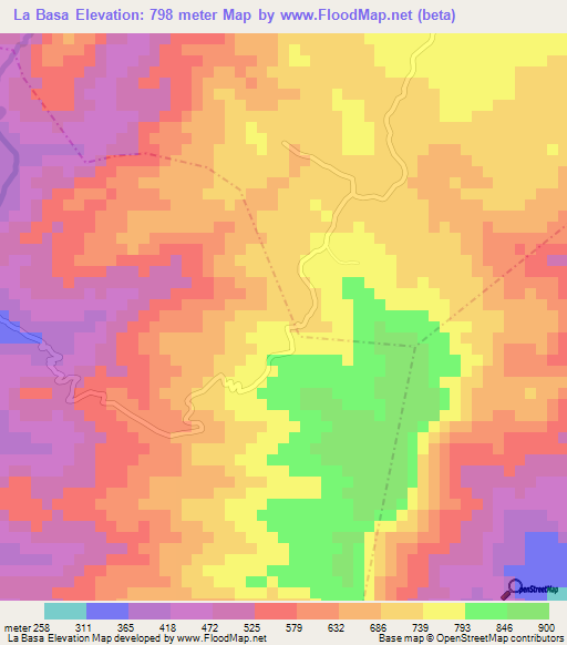 La Basa,Guatemala Elevation Map