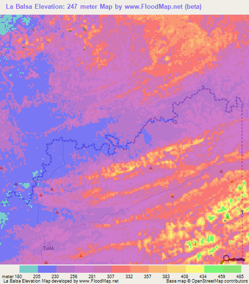 La Balsa,Guatemala Elevation Map