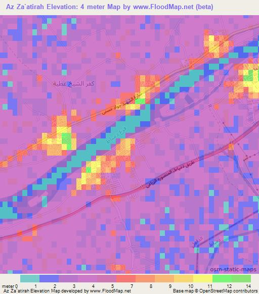 Az Za`atirah,Egypt Elevation Map